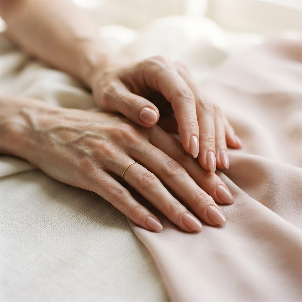 Mains aux ongles délicatement manucurés